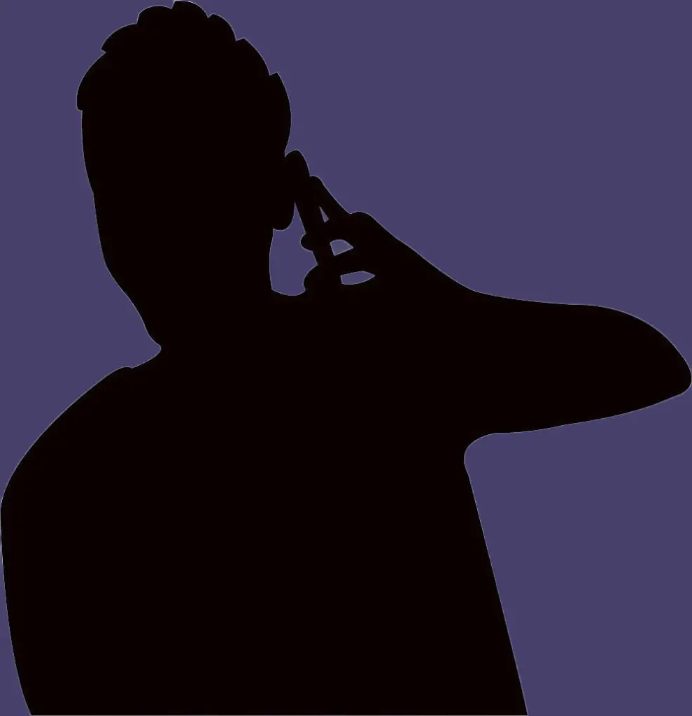 a silhouette of a person using a mobile phone