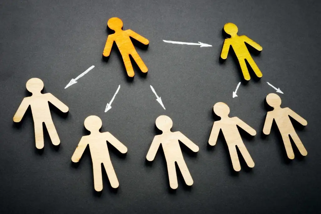 Cut-out paper men representing connections